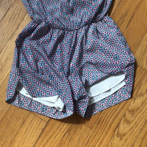 Gap Sleeveless Romper Geometric Shorts Purple/White/Blue - Small Tall (ST) - Picture 8 of 13